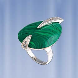 Russisches Silber Ring  mit Malachit