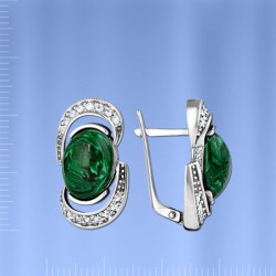 Russisches Silber Ohrringe mit Malachit 
