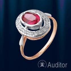 Goldring mit Rubin Korund & Zirkonia