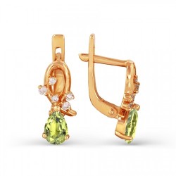 Russische Ohrringe Rotgold mit Chrysolith