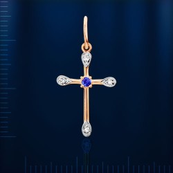 Kreuzanhaenger mit Brillant, Gold