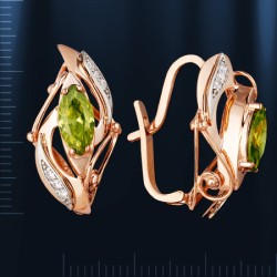  Ohrringe russisches Gold mit Zirkonia. Bicolor
