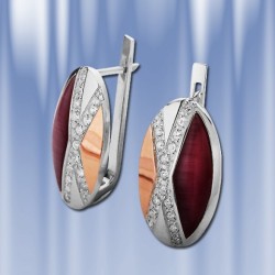 Russian Silver and Gold Ohrringe mit Ulexit