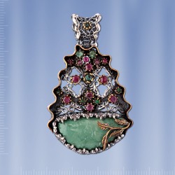 Серебряный кулон. Зелёная бирюза