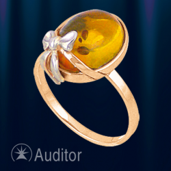 Goldring mit Bernstein Russisches Gold 585