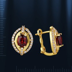 Ohrringe mit Granat.Gelbgold 585