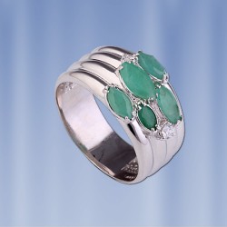  Silberring mit Smaragden. Silber