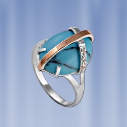 Silberring mit Gold & Tuerkis