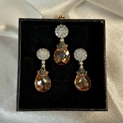 Set aus 925er Silber Zitrin Zirkonia Smaragd