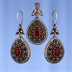 Silberset. Granat & Saphiren
