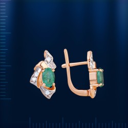 Goldohrringe mit Brillante, Smaragd