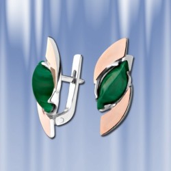 Russisches Silber und Gold Ohrringe mit Malahit