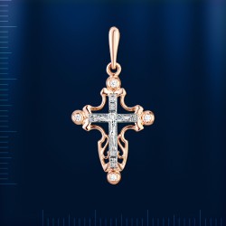 Kreuzanhänger mit Zirkonia und Kruzifix Russisches Gold 585 in Deutschland, orthodox