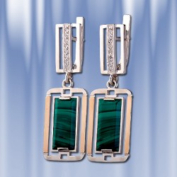 Ohrhaenger  mit Malachit. Silber  & Gold