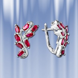Серьги с рубином. Серебро 925°