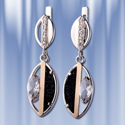 Ohrhaenger  mit Onyx. Silber  & Gold