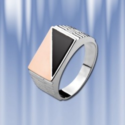 Herren-Siegelring &bdquo;Felix&ldquo; Rotgold, Silber, Onyx
