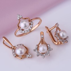 Goldset mit Perlen & Fianiten