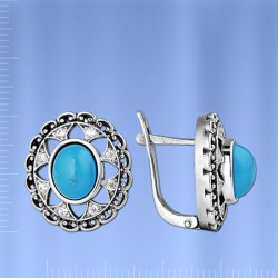 Russisches Silber Ohrringe mit Tuerkis