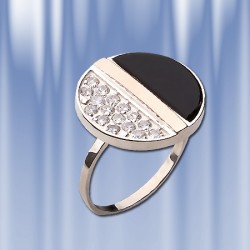 Ring mit Onyx. Silber & Gold 