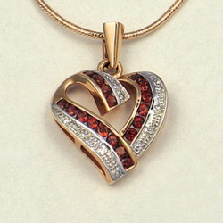 Goldanhaenger mit Brillanten, Granat