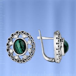 Russisches Silber Ohrringe mit Malachit 