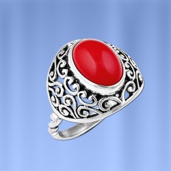 Ring mit Korall Silber 