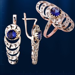 Ring & Ohrhaenger mit Brillianten, Saphire