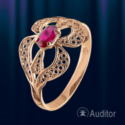 Goldring mit Korund Rubin