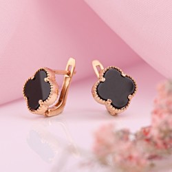 Goldohrringe 585 Onyx ⌀10 mm