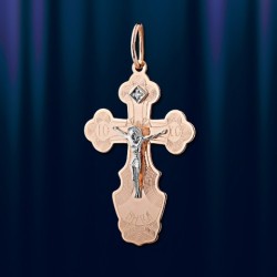 Kreuzanhänger mit Kruzifix und Diamant Russisches Gold 585 in Deutschland