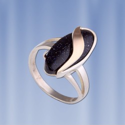 Ring mit Aventurin. Silber & Gold 