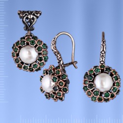 Silberset mit Perle & Smaragden