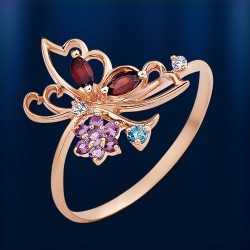 Ring mit Edelsteine. Rotgold