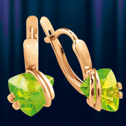 Russische Ohrringe Rotgold mit Chrysolit