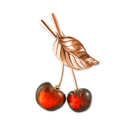 Vergoldete Silberbrosche "Kirschen"
