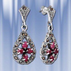 Серги из серебра с рубином