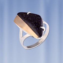 Ring mit Aventurin. Silber & Gold 