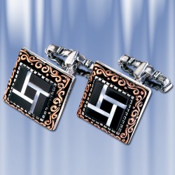 Manschettenknoepfe mit Onyx, Perlmutter. Silber