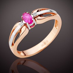Goldring mit Brillanten & Rubinen Korund
