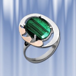 Ring mit Malachit. Silber & Gold 