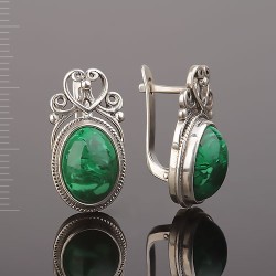 Russisches Silber Ohrringe mit Malachit 