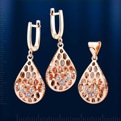 Anhaenger & Ohrhaenger mit Fianiten. Rotgold