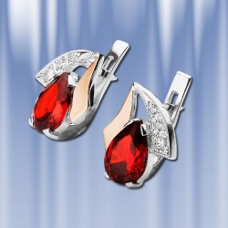 Russische Silber und Gold Ohrringe mit Zirkon