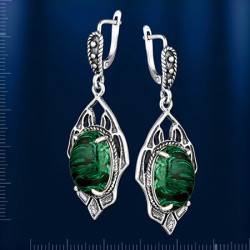 Russisches Silber Ohrhaenger mit Malachit