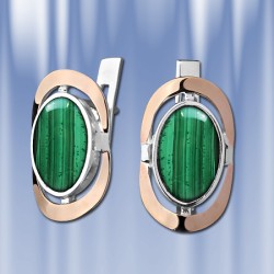 Ohrringe mit Malachit. Silber & Gold