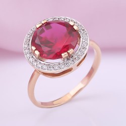 Goldring mit Korund Rubin