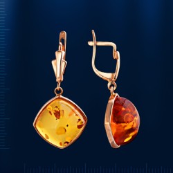 Ohrhaenger mit Bernstein russisches Gold