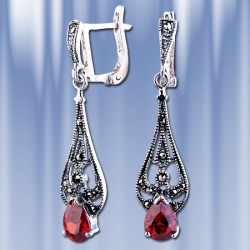 Серьги серебряные с цирконом