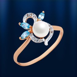 Ring aus Rotgold mit Perlen & Topasen